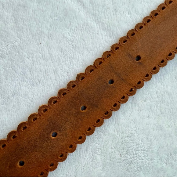 Leatherock Brown Suede Leather Belt Decorative Antique Silver Toned Buckle